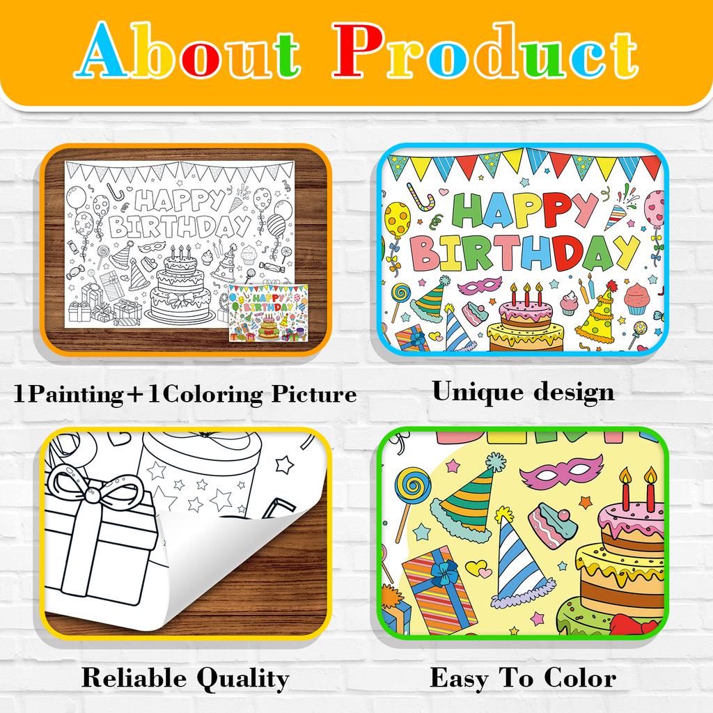 Large Children Drawing Diy Birthday Sticky Color Filling Paper Coloring Paper Coloring Tablecloth For Kids Early Educational Toy