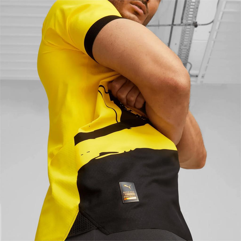 Puma Borussia Dortmund Letter And Number Pattern Loose Fit Crew Neck Short Sleeve T-Shirt Men T-Shirts Yellow 770603-01