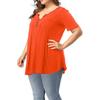 Women's Plus Size Tunic Top Summer Short Sleeve V-Neck Button Up Shirt Casual Loose Fit Flowy Blouse for Beach Office Party Daily Wear