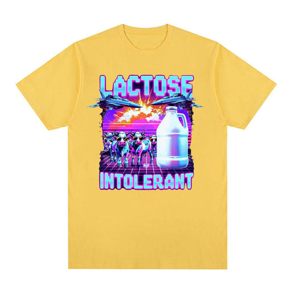 Lactose Intolerant Meme New Graphic TShirt Retro Milk 90s Funny T Shirts Unisex Women Casual 100 Cotton Humor Short Sleeve Tshirt