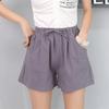 Fashion Women Pants High Waist Spring Summer Comfortable Linen Shorts Pants Solid Drawstring Large Size Thin Loose Wide Leg Shorts