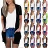 Women's Fashion Loose Casual Pocket Solid Color Cardigan Short Sleeve Jacket Top