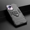 Xiaomi 13 Lite Ring Armor Case - Rugged Black Cover with Magnetic Ring Holder