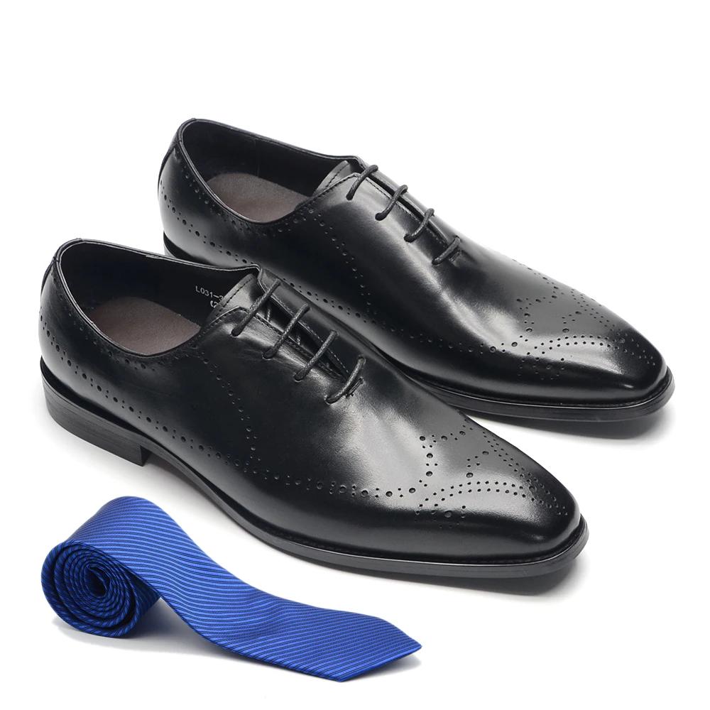 Классические черно-коричневые мужские туфли-оксфорды с мыском-крылом из натуральной кожи для бизнеса, на шнуровке, броги, формальные туфли для свадьбы и вечеринки