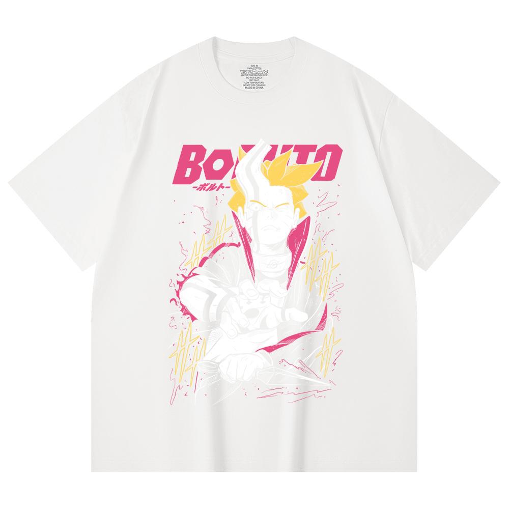 Унисекс футболка из 100% хлопка плотностью 230 г/м² с принтом Boruto V1, тяжелый хлопок