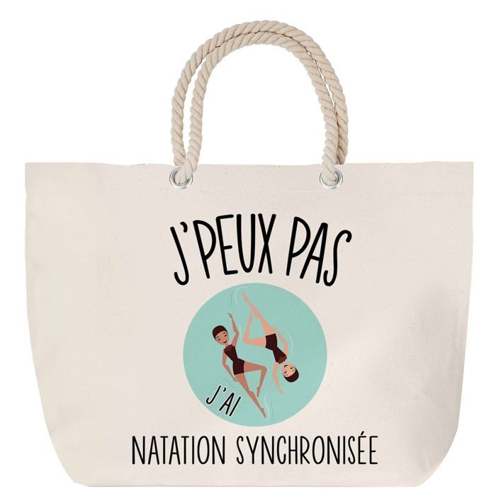 Sac de plage anse corde - PLANETEE - Natation synchronisée - Grand format - Anse corde solide - Fabriqué en France