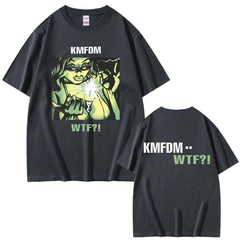 Ограниченный выпуск Рок-группа Kmfdm WTF Графический принт Футболка Унисекс Женская Винтажная Готическая Панк Уличная Одежда Мужская Повседневная Футболки из Чистого Хлопка Топы