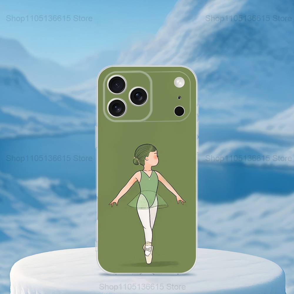 Ballet Art Girl Cute Case For iPhone 17,11,12,13,16,14,15,Pro,Max,Plus,X,XS,XR,SE,Mini Transparent Soft Silicone
