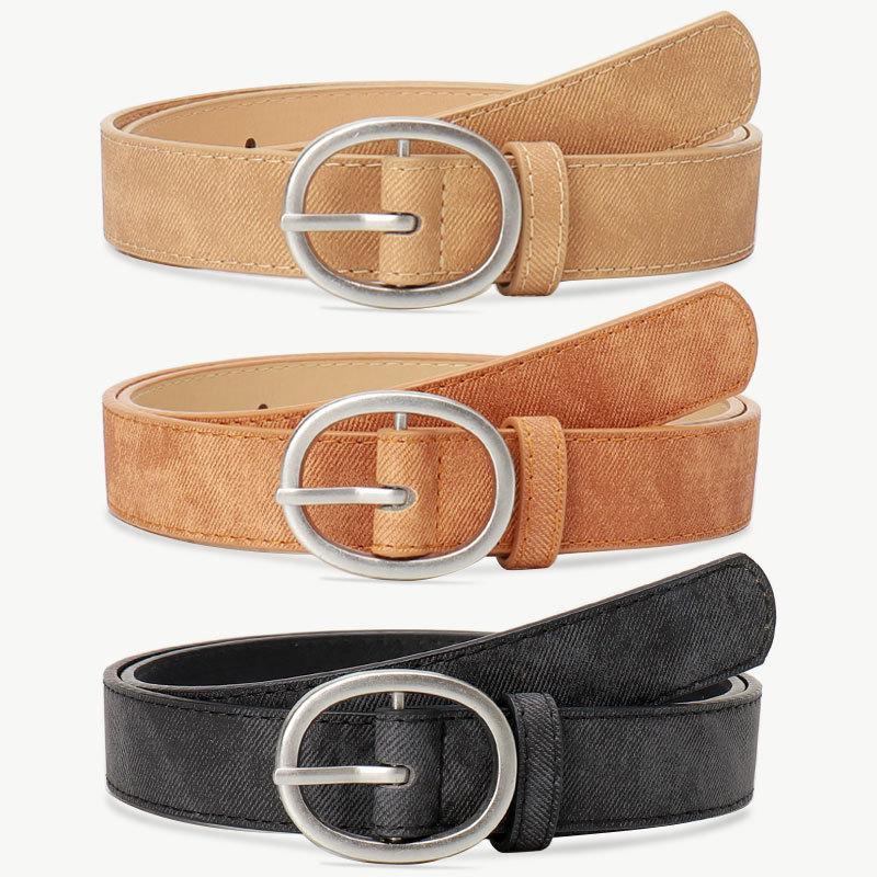 Women's Oval Alloy Buckle Belt Fashion PU Leather Casual Jeans Decor Belt