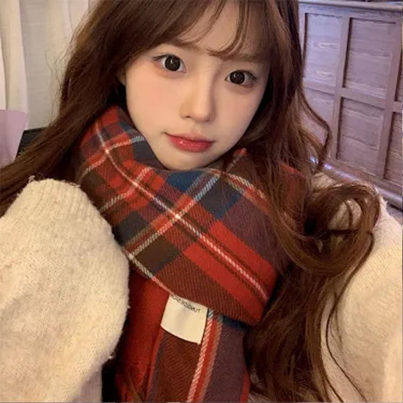 Scarf Korean atmosphere thickened scarf shawl women's warm scarf couple scarf winter versatile plaid scarf