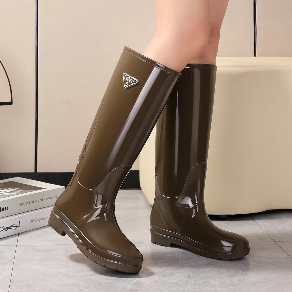 Tie mouth super tall tube women's fashion adult long tube over knee rain boots non-slip anti-high waist boots extra tall shoes