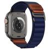 Retro Vegan Leather Label Alpine Nylon Loop Watch Band for Apple Watch 46/49/45/44mm, Adjustable Replacement Strap