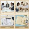 Thicken Document Organizer Folio 12 Pockets Envelopes File Binder with Labels Stickers Bills Checks Home School Office Khaki