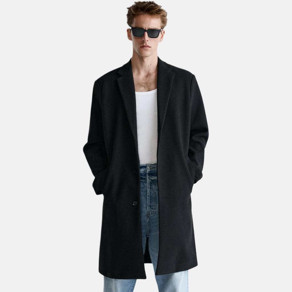 Zara Мужские тренчи Черный костюмный воротник Умеренный прямой крой 5070300-800