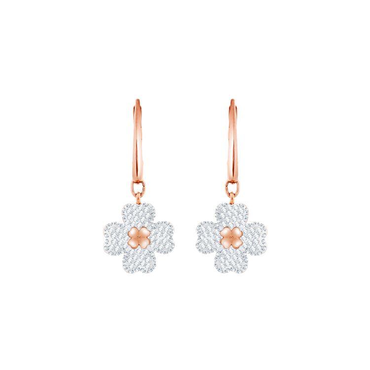 Swarovski Latisha Серьги-гвоздики с кристаллами в виде четырехлистника для женщин, Rose-Gold 5420249
