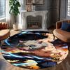 1pc Hashibira Inosuke  Carpet, Round Rug, Comfortable, Suitable for Entryways, Living Rooms, Office, And Bedrooms, Christmas Decoration