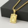 Fashionable European and American Stainless Steel Necklace with 26 Letter Square Pendant for Women.