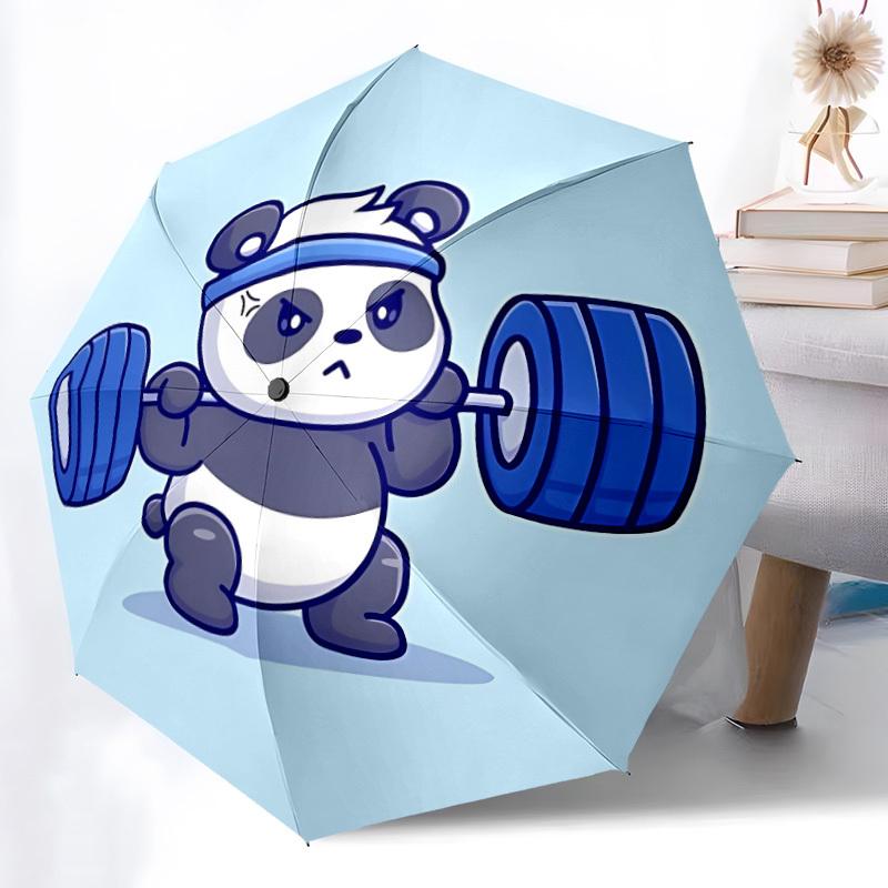1 шт. Зонт-трость Panda Fitness с автоматическим открытием/закрытием, всесезонный, портативный, складной, для женщин и мужчин, для путешествий, на каждый день, для официальных мероприятий - Компактный, роскошный, от солнца