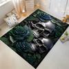 "Skull and Green Roses Pattern Gothic Style Carpet for Home Decor" Suitable for use as an anti-slip for living room bedroom sofas