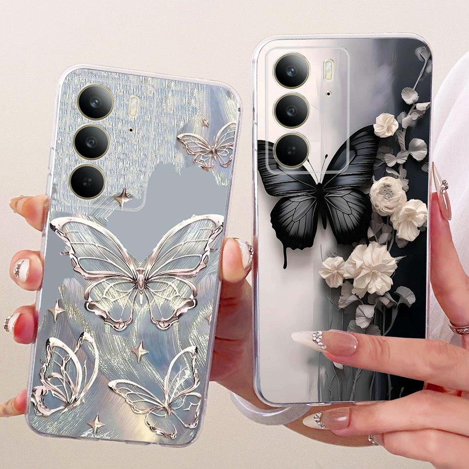 Мягкий прозрачный силиконовый чехол для телефона Realme C75 C75x RMX3941 Чехол для телефона Мультяшный Кот Дракон Цветок Бабочка Рисунок Задняя крышка