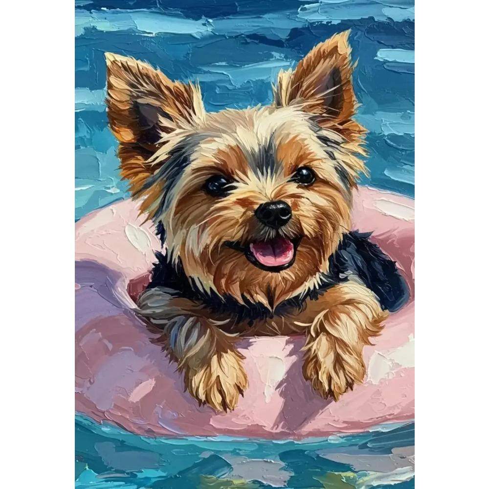 Fun Seaside Animal Surfing Pool Party Art Poster Canvas Oil Printing Living Room Bedroom Bathroom Home Wall Decorati