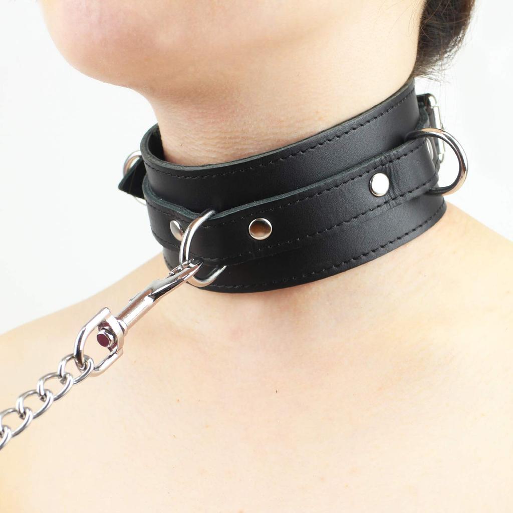 Liebe Seele SM Goods Collar and Handcuffs Black Set Genuine Leather High Quality Cosplay X Silver [Liebe Seele] (black Hardware)