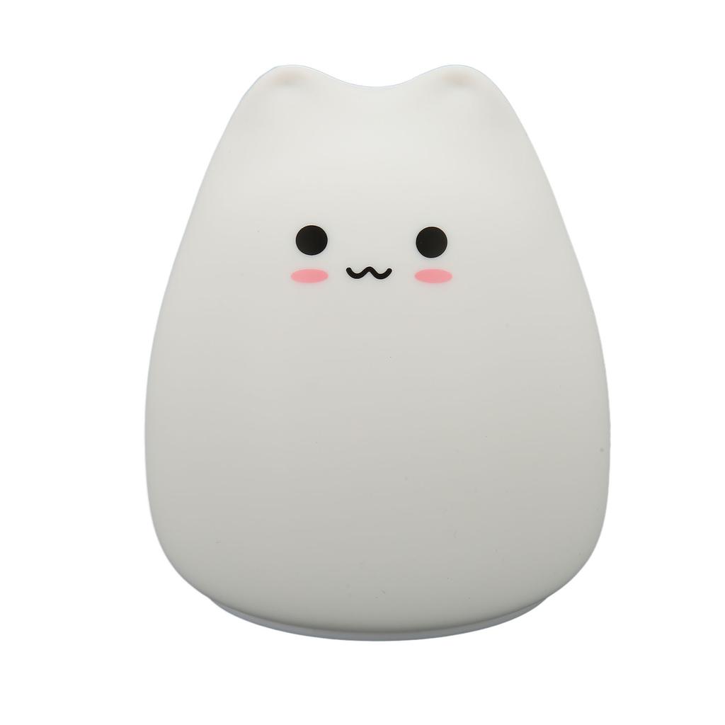 Silicone Cat Lamp 7 Colors Breathing Mode Warm White Light Cute Touch Night Light Cat Table Lamp