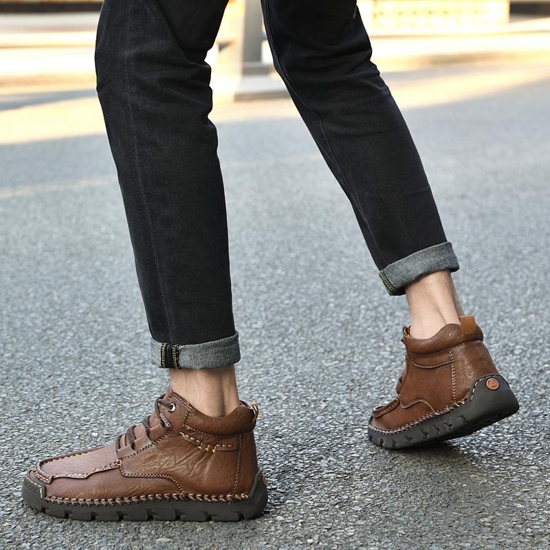 39-48 Мужская повседневная обувь среднего размера, уличная кожаная обувь, туфли большого размера на плоской подошве ручной работы