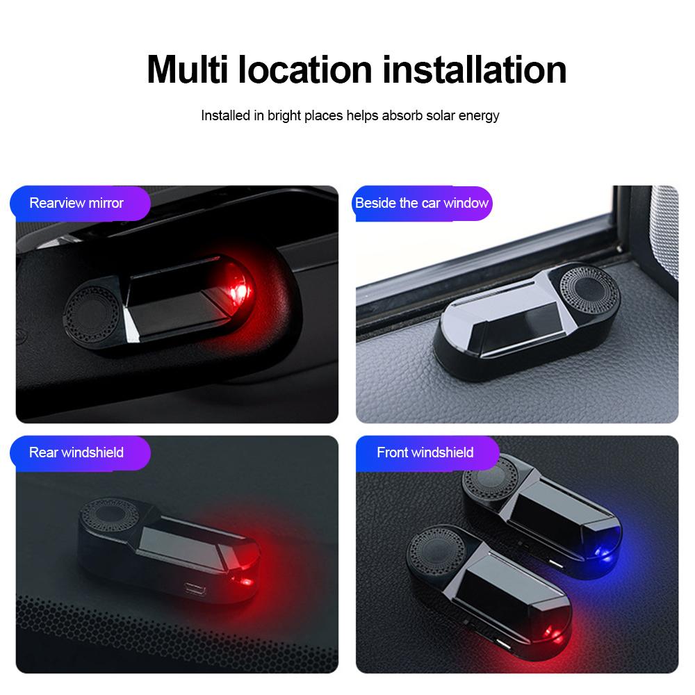 Автомобиль Мотоцикл Солнечная Энергия Стробоскопический Сигнальный Светильник Поддельный Сигнальный Светильник Универсальный Вспышка Предупреждающий Светодиодный Светильник Сигнальная Лампа Противоугонная Предупреждение