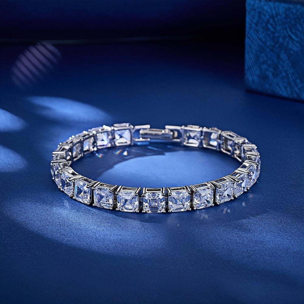 White Square Zircon Mystic Cubic Zirconia Women Tennis Bracelets Bangles