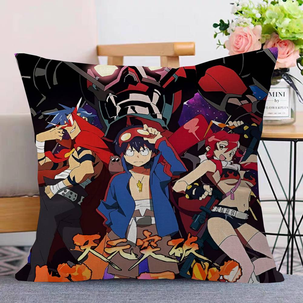 Чехол на подушку Аниме Tengen Toppa GurrenLagann Подушка-плед для дивана автомобиля Рождественский подарок 40x40см 45x45см