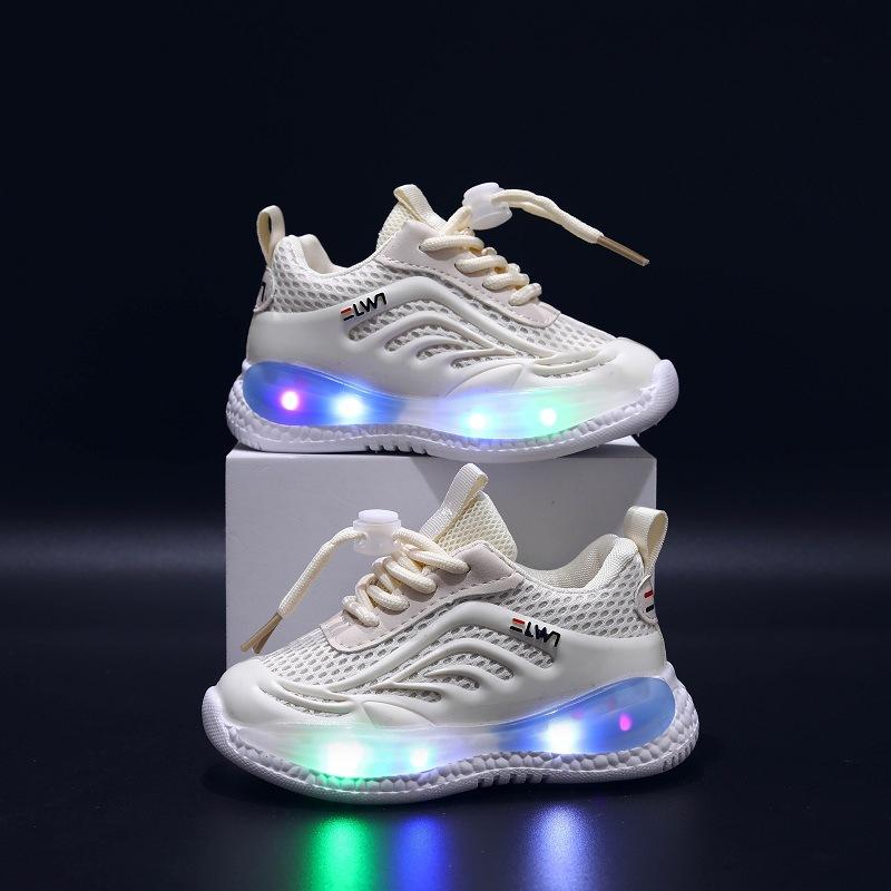 Спортивная обувь, новинка 2024 года, корейская дышащая повседневная обувь, детская обувь со светодиодной подсветкой