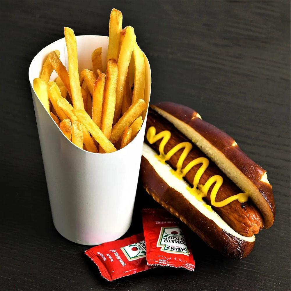 50 шт. Коробки для попкорна, одноразовые, крафт-бумага, наклонные стаканчики, маслостойкие, утолщенные, стаканчики для мороженого, водонепроницаемые стаканчики для закусок, сандей