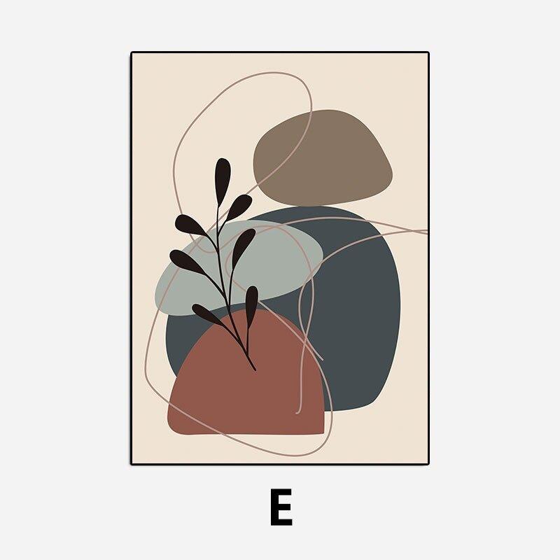 Abstract Color Block Leaves Canvas Painting Geometric Designs Wall Decorative Poster Picture Print Living Room Bedroom Art Decor