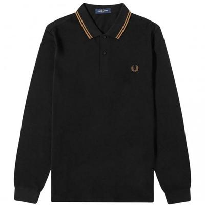 Мужская рубашка-поло с длинным рукавом и двойной отделкой воротника Fred Perry