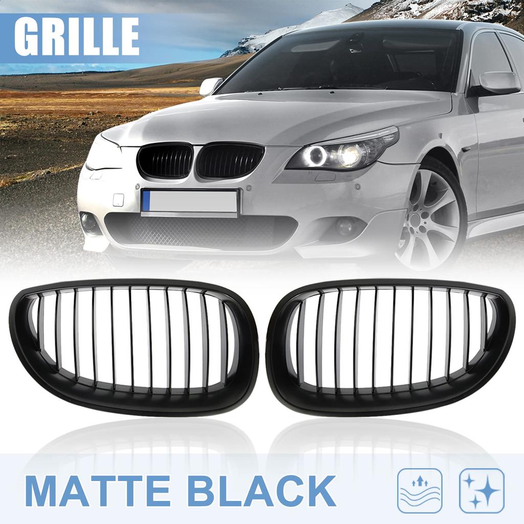 uxcell Matte Black Front Kidney Grille for BMW E60 E61 5 Serie M5 03-09
