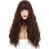 MERISIHAIR Ladies Fashion Long Curly Hair Wig with Bangs Synthetic Fiber Wavy Wig Black Brown Blonde Blue for Women Cosplay Daily Wear