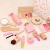 Korean Girl Play House Cosmetic Bag Wooden Simulation Makeup Toy Set Eyeshadow Powder Lipstick Perfume Haircut