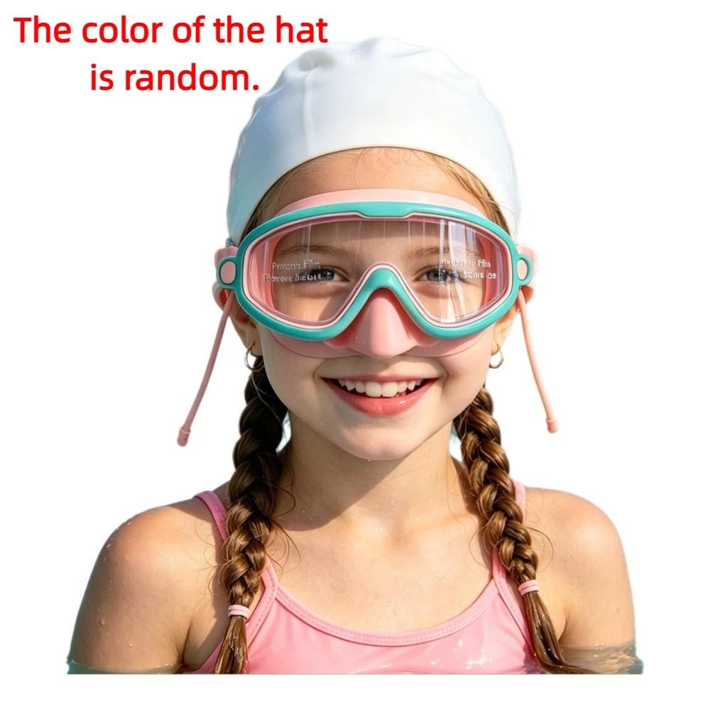 Anti-Fog Kids Swim Goggles UV Protection Diving Eyewear Fashion Silicone Swim Cap Racing Swim