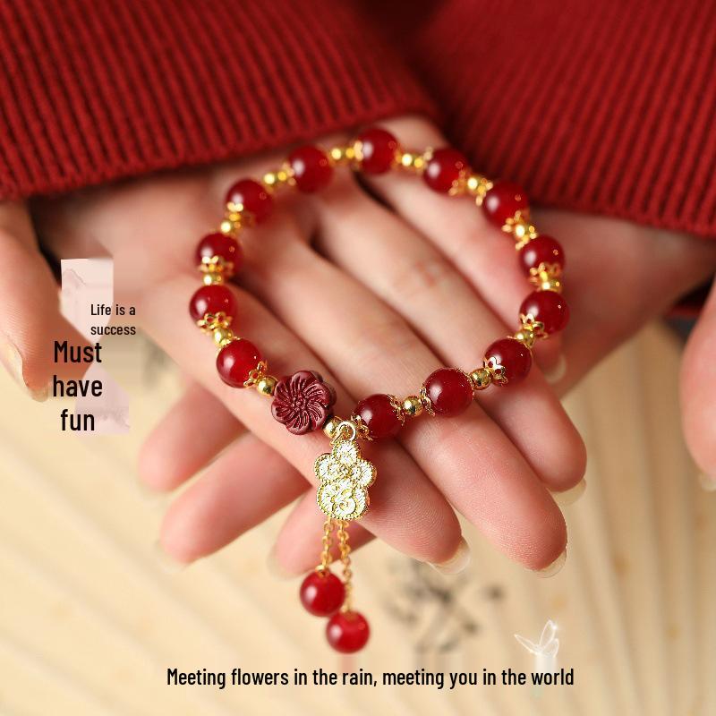 Очаровательный браслет с розовыми кристаллами и цветочным узором - Мечтательный подарок в придворном стиле для девушки