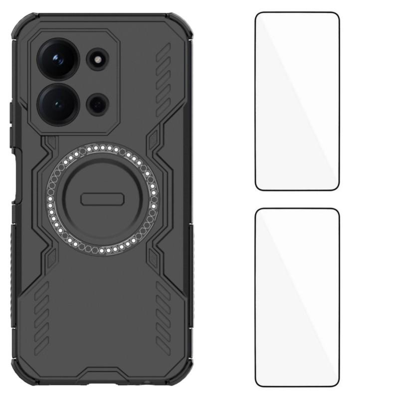 For Xiaomi Redmi 15C 4G (EU) (173mm)/Xiaomi Redmi 15C 5G (EU) (173mm) Magnetic Case WANLONFENG DJ Series Phone Cover with 2Pcs Tempered Glass Film