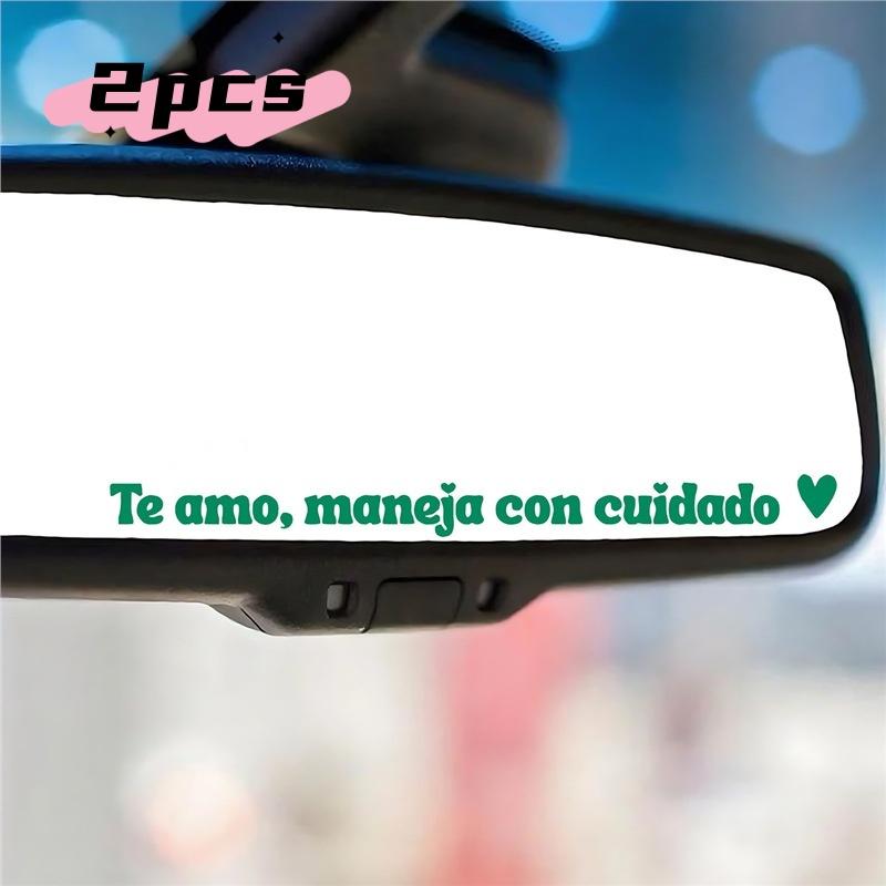 2Pcs Waterproof Car Mirror Stickers Te Amo Maneja Con Cuidado No Residue Decals for Car DIY Accessories