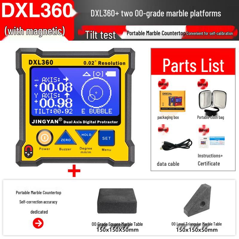 Высокоточный цифровой двухосевой угломер Jingyan DXL360S с литиевой батареей