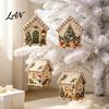 Relaxing Craft Gifts for Adults Christmas Faux Pearl Art Ornament DIY Kit, Wooden House Snowman New Year Crafting Project Santa Reindeer Pattern,