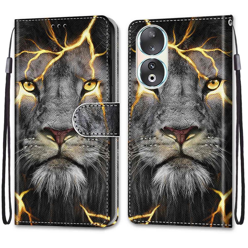Fashion Painted Pattern Cover Lanyard Flip Leather Case For iPhone Samsung Huawei Honor Xiaomi Redmi OPPO Realme Moto Asus