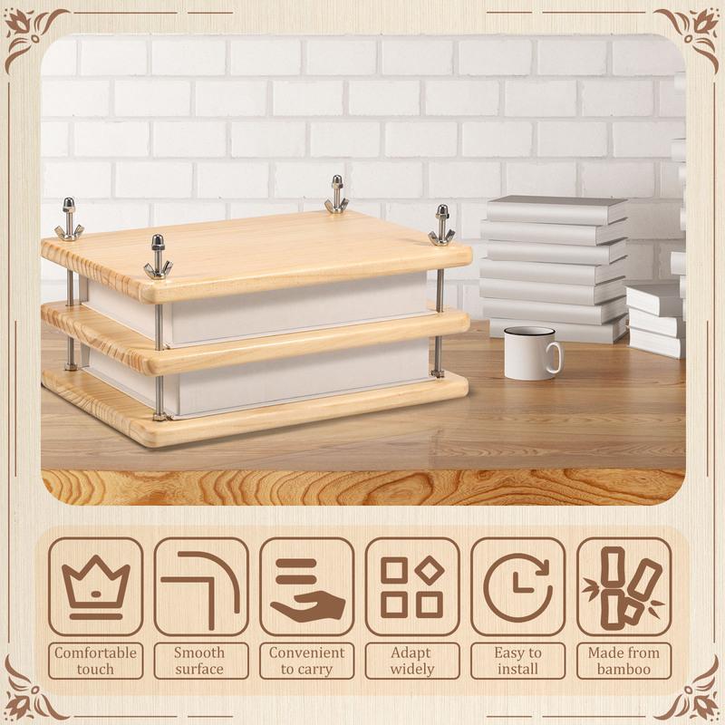 Книжный пресс Бамбуковое дерево Пресс для переплета книг Портативный пресс для бумаги для переплета Практичные инструменты для переплета для рукоделия