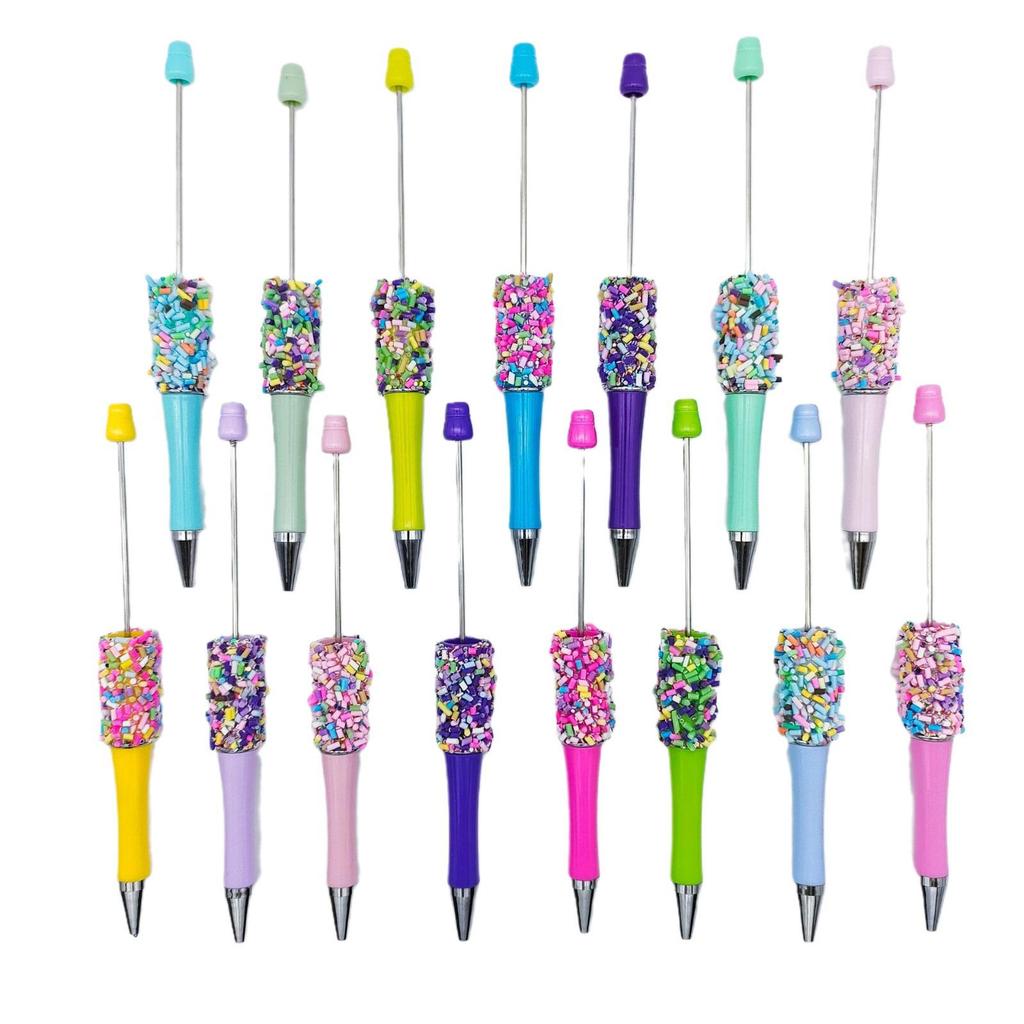 Милая вращающаяся ручка с бусинами - Разноцветная конфета Игла DIY Party Pen