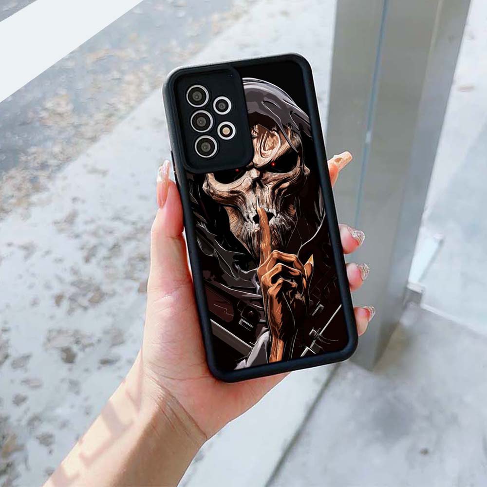N13 Grim Reaper Череп Скелет Мягкий силиконовый чехол для Samsung A05s A54 A25 A34 Xiaomi POCO X5 Redmi Note 12S Huawei P50 Honor 90 Чехол с ангельскими глазками
