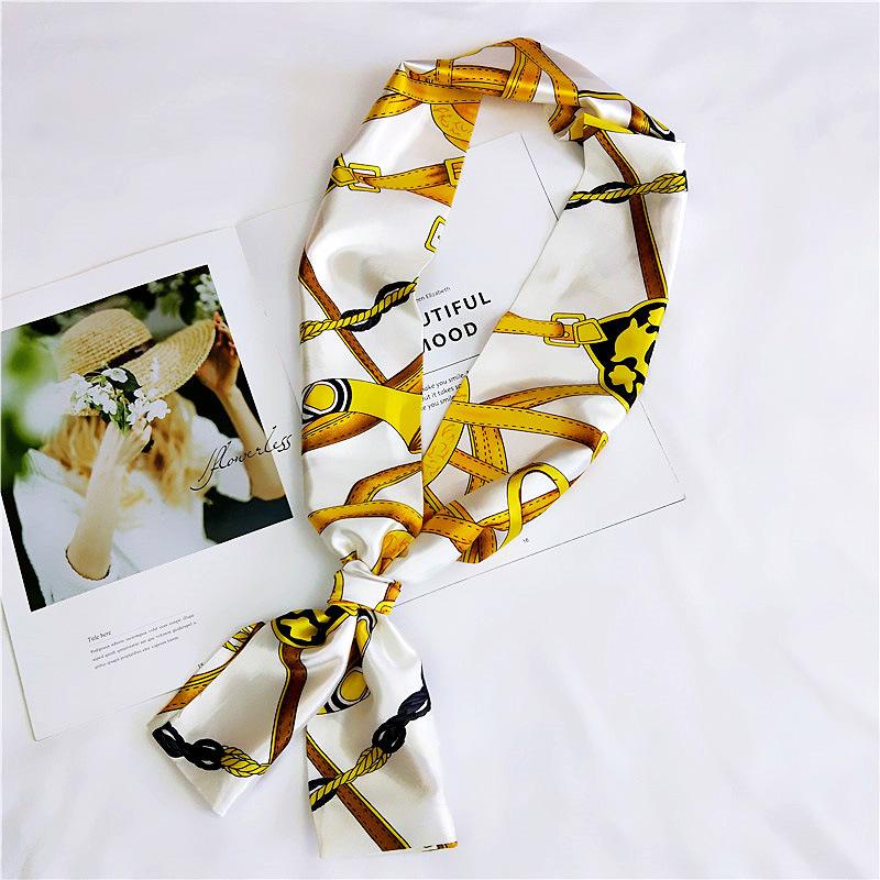 Маленький шарф женский длинный стиль весна и осень двухстороннее украшение универсальный зимний маленький шарф профессиональный шарф длинный шарф аксессуар