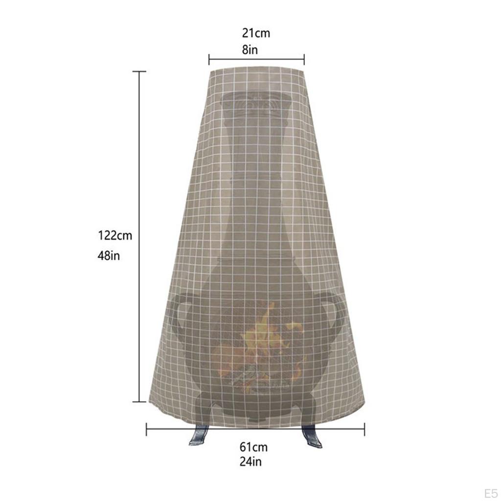 Chiminea Caps Fire Pit Cover Porch with Drawstring Dustproof Oxford Fabric Lawn Outdoor Waterproof